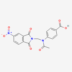 molecular formula C18H13N3O7 B5527877 4-[Acetyl-[(5-nitro-1,3-dioxoisoindol-2-yl)methyl]amino]benzoic acid 