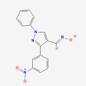 molecular formula C16H12N4O3 B5527970 (NE)-N-[[3-(3-nitrophenyl)-1-phenylpyrazol-4-yl]methylidene]hydroxylamine 
