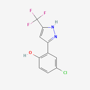 molecular formula C10H6ClF3N2O B5528020 4-Chloro-2-[5-(trifluoromethyl)pyrazol-3-yl]phenol 
