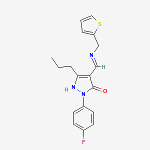 molecular formula C18H18FN3OS B5528090 (4E)-1-(4-FLUOROPHENYL)-3-PROPYL-4-({[(THIOPHEN-2-YL)METHYL]AMINO}METHYLIDENE)-4,5-DIHYDRO-1H-PYRAZOL-5-ONE 