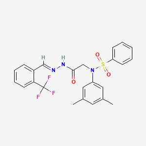molecular formula C24H22F3N3O3S B5528132 N-(3,5-DIMETHYLPHENYL)-N-({N'-[(E)-[2-(TRIFLUOROMETHYL)PHENYL]METHYLIDENE]HYDRAZINECARBONYL}METHYL)BENZENESULFONAMIDE 