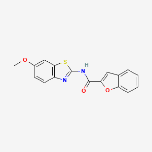 molecular formula C17H12N2O3S B5528145 N-(6-METHOXY-13-BENZOTHIAZOL-2-YL)-1-BENZOFURAN-2-CARBOXAMIDE 