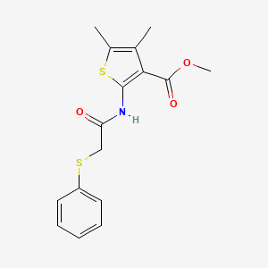molecular formula C16H17NO3S2 B5528269 Methyl 4,5-dimethyl-2-(2-phenylthioacetylamino)thiophene-3-carboxylate 