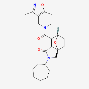 molecular formula C23H31N3O4 B5528414 (1R,7S)-3-cycloheptyl-N-[(3,5-dimethyl-1,2-oxazol-4-yl)methyl]-N-methyl-4-oxo-10-oxa-3-azatricyclo[5.2.1.01,5]dec-8-ene-6-carboxamide 