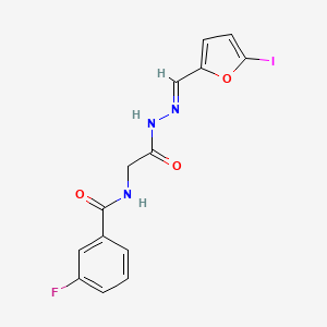 molecular formula C14H11FIN3O3 B5528593 3-FLUORO-N-(2-{2-[(E)-1-(5-IODO-2-FURYL)METHYLIDENE]HYDRAZINO}-2-OXOETHYL)BENZAMIDE 