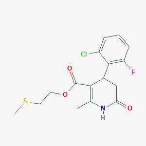 molecular formula C16H17ClFNO3S B5528832 2-(Methylsulfanyl)ethyl 4-(2-chloro-6-fluorophenyl)-2-methyl-6-oxo-1,4,5,6-tetrahydropyridine-3-carboxylate 