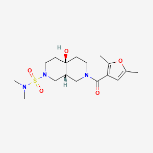 molecular formula C17H27N3O5S B5528909 (4aR,8aR)-7-(2,5-dimethylfuran-3-carbonyl)-4a-hydroxy-N,N-dimethyl-3,4,5,6,8,8a-hexahydro-1H-2,7-naphthyridine-2-sulfonamide 