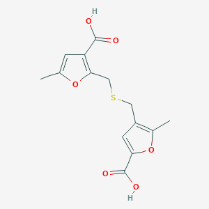 molecular formula C14H14O6S B5529053 4-({[(3-Carboxy-5-methylfuran-2-yl)methyl]sulfanyl}methyl)-5-methylfuran-2-carboxylic acid 