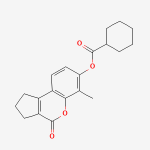 molecular formula C20H22O4 B5529125 6-METHYL-4-OXO-1H,2H,3H,4H-CYCLOPENTA[C]CHROMEN-7-YL CYCLOHEXANECARBOXYLATE 