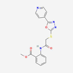 molecular formula C17H14N4O4S B5529131 Benzoic acid, 2-[2-(5-pyridin-4-yl-[1,3,4]oxadiazol-2-ylsulfanyl)acetylamino]-, methyl ester 