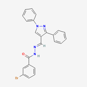 molecular formula C23H17BrN4O B5529144 3-bromo-N'-[(E)-(1,3-diphenyl-1H-pyrazol-4-yl)methylidene]benzohydrazide 