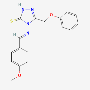 molecular formula C17H16N4O2S B5529307 4-((4-METHOXYBENZYLIDENE)AMINO)-5-(PHENOXYMETHYL)-4H-1,2,4-TRIAZOLE-3-THIOL 