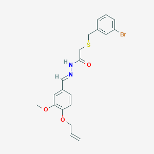molecular formula C20H21BrN2O3S B5529401 2-[(3-bromophenyl)methylsulfanyl]-N-[(E)-(3-methoxy-4-prop-2-enoxyphenyl)methylideneamino]acetamide 