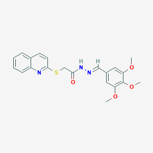 molecular formula C21H21N3O4S B5529451 2-(quinolin-2-ylsulfanyl)-N'-[(E)-(3,4,5-trimethoxyphenyl)methylidene]acetohydrazide 