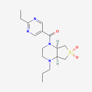 molecular formula C16H24N4O3S B5529480 [(4aR,7aS)-6,6-dioxo-1-propyl-2,3,4a,5,7,7a-hexahydrothieno[3,4-b]pyrazin-4-yl]-(2-ethylpyrimidin-5-yl)methanone 