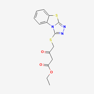 molecular formula C14H13N3O3S2 B5529487 ethyl 3-oxo-4-([1,2,4]triazolo[3,4-b][1,3]benzothiazol-3-ylsulfanyl)butanoate 