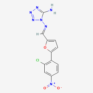 molecular formula C12H8ClN7O3 B5529501 1-[(E)-[5-(2-chloro-4-nitrophenyl)furan-2-yl]methylideneamino]tetrazol-5-amine 