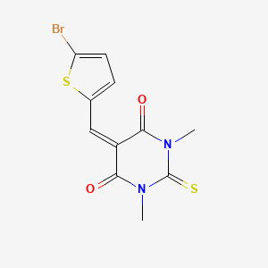 molecular formula C11H9BrN2O2S2 B5529507 5-[(5-bromothiophen-2-yl)methylidene]-1,3-dimethyl-2-sulfanylidene-1,3-diazinane-4,6-dione 