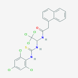 molecular formula C21H15Cl6N3OS B5529519 2-naphthalen-1-yl-N-[2,2,2-trichloro-1-[(2,4,6-trichlorophenyl)carbamothioylamino]ethyl]acetamide 