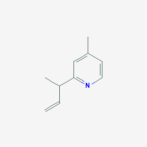molecular formula C10H13N B055297 Pyridine, 4-methyl-2-(1-methyl-2-propenyl)-(9CI) CAS No. 113985-36-7