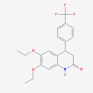 molecular formula C20H20F3NO3 B5529757 6,7-DIETHOXY-4-[4-(TRIFLUOROMETHYL)PHENYL]-1,2,3,4-TETRAHYDROQUINOLIN-2-ONE 