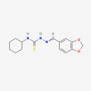 molecular formula C15H19N3O2S B5529914 1-(1,3-Benzodioxol-5-ylmethylideneamino)-3-cyclohexylthiourea 