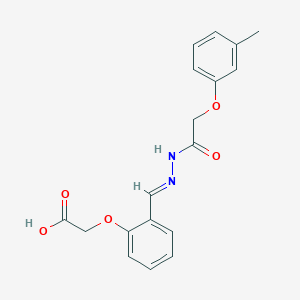 molecular formula C18H18N2O5 B5529919 2-[2-[(E)-[[2-(3-methylphenoxy)acetyl]hydrazinylidene]methyl]phenoxy]acetic acid 