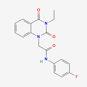 molecular formula C18H16FN3O3 B5530083 2-(3-ethyl-2,4-dioxo-3,4-dihydroquinazolin-1(2H)-yl)-N-(4-fluorophenyl)acetamide 