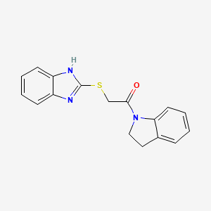 molecular formula C17H15N3OS B5530099 Ethanone, 2-(1H-benzimidazol-2-ylthio)-1-(2,3-dihydro-1H-indol-1-yl)- CAS No. 330829-56-6