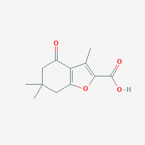 molecular formula C12H14O4 B055301 3,6,6-Trimethyl-4-oxo-4,5,6,7-tetrahydro-benzofuran-2-carboxylic acid CAS No. 121625-80-7