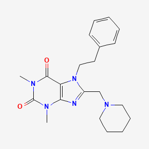 molecular formula C21H27N5O2 B5530167 1,3-dimethyl-7-(2-phenylethyl)-8-(piperidin-1-ylmethyl)-3,7-dihydro-1H-purine-2,6-dione 