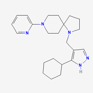 molecular formula C23H33N5 B5530275 1-[(5-cyclohexyl-1H-pyrazol-4-yl)methyl]-8-pyridin-2-yl-1,8-diazaspiro[4.5]decane 