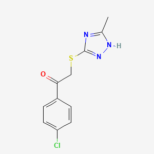 molecular formula C11H10ClN3OS B5530287 1-(4-Chlorophenyl)-2-((5-methyl-4h-1,2,4-triazol-3-yl)thio)ethan-1-one 