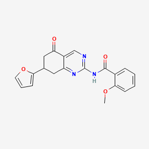 molecular formula C20H17N3O4 B5530473 N-[7-(furan-2-yl)-5-oxo-5,6,7,8-tetrahydroquinazolin-2-yl]-2-methoxybenzamide 