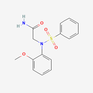 molecular formula C15H16N2O4S B5530527 2-[N-(benzenesulfonyl)-2-methoxyanilino]acetamide 