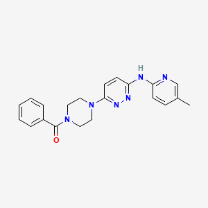 molecular formula C21H22N6O B5530602 (4-(6-((5-Methylpyridin-2-yl)amino)pyridazin-3-yl)piperazin-1-yl)(phenyl)methanone 