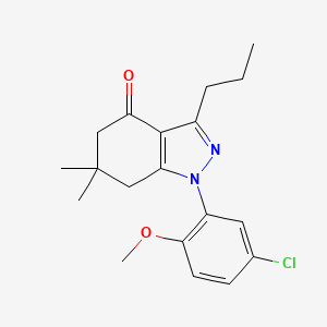 molecular formula C19H23ClN2O2 B5530604 1-(5-CHLORO-2-METHOXYPHENYL)-6,6-DIMETHYL-3-PROPYL-4,5,6,7-TETRAHYDRO-1H-INDAZOL-4-ONE 