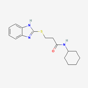 molecular formula C16H21N3OS B5530675 3-(1H-benzimidazol-2-ylthio)-N-cyclohexylpropanamide 