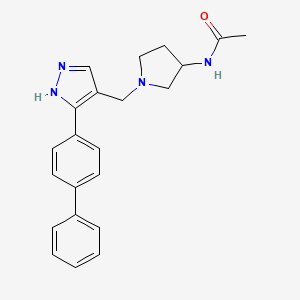 molecular formula C22H24N4O B5530872 N-[1-[[5-(4-phenylphenyl)-1H-pyrazol-4-yl]methyl]pyrrolidin-3-yl]acetamide 