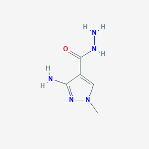 molecular formula C5H9N5O B055309 3-amino-1-methyl-1H-pyrazole-4-carbohydrazide CAS No. 114936-29-7