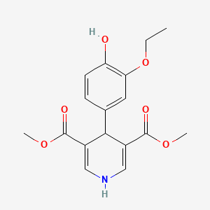 molecular formula C17H19NO6 B5530923 3,5-DIMETHYL 4-(3-ETHOXY-4-HYDROXYPHENYL)-1,4-DIHYDROPYRIDINE-3,5-DICARBOXYLATE 