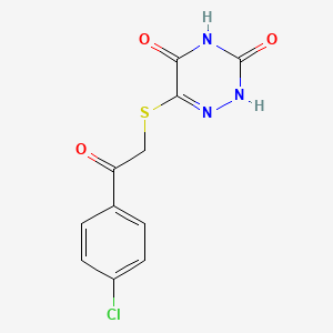 molecular formula C11H8ClN3O3S B5530945 6-[2-(4-chlorophenyl)-2-oxoethyl]sulfanyl-2H-1,2,4-triazine-3,5-dione 
