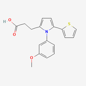 molecular formula C18H17NO3S B5531054 3-[1-(3-methoxyphenyl)-5-(thiophen-2-yl)-1H-pyrrol-2-yl]propanoic acid 