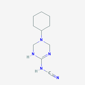 molecular formula C10H17N5 B5531085 N-(5-cyclohexyl-1,4,5,6-tetrahydro-1,3,5-triazin-2-yl)cyanamide 
