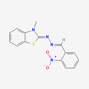 molecular formula C15H12N4O2S B5531119 (E)-3-methyl-N-[(E)-(2-nitrophenyl)methylideneamino]-1,3-benzothiazol-2-imine 