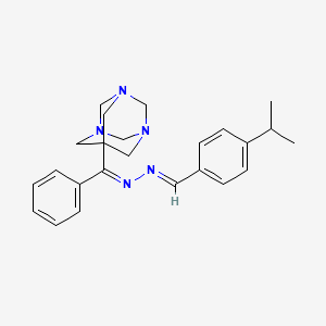 molecular formula C24H29N5 B5531120 (E)-1-phenyl-N-[(E)-(4-propan-2-ylphenyl)methylideneamino]-1-(1,3,5-triazatricyclo[3.3.1.13,7]decan-7-yl)methanimine 