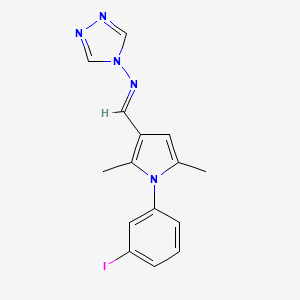 molecular formula C15H14IN5 B5531217 N-{(E)-[1-(3-iodophenyl)-2,5-dimethyl-1H-pyrrol-3-yl]methylidene}-4H-1,2,4-triazol-4-amine 