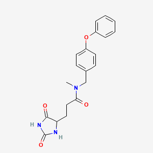 molecular formula C20H21N3O4 B5531249 3-(2,5-dioxo-4-imidazolidinyl)-N-methyl-N-(4-phenoxybenzyl)propanamide 