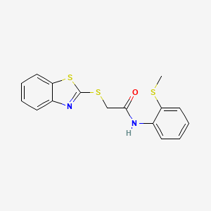 molecular formula C16H14N2OS3 B5531348 2-(1,3-benzothiazol-2-ylsulfanyl)-N-[2-(methylsulfanyl)phenyl]acetamide 