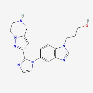 molecular formula C19H21N7O B5531403 3-{5-[2-(4,5,6,7-tetrahydropyrazolo[1,5-a]pyrazin-2-yl)-1H-imidazol-1-yl]-1H-benzimidazol-1-yl}-1-propanol dihydrochloride 